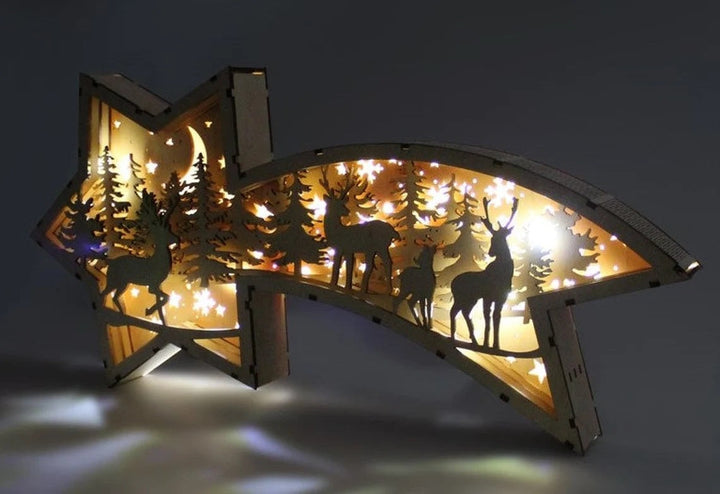 Wooden LED Christmas Star Table Lamp