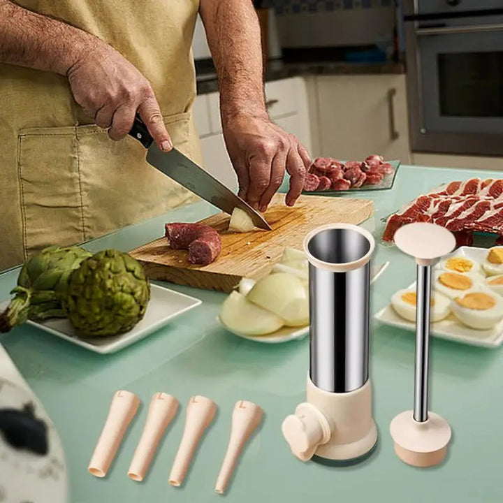 Manual Stainless Steel Sausage Stuffer with 4 Nozzles | Kalsten