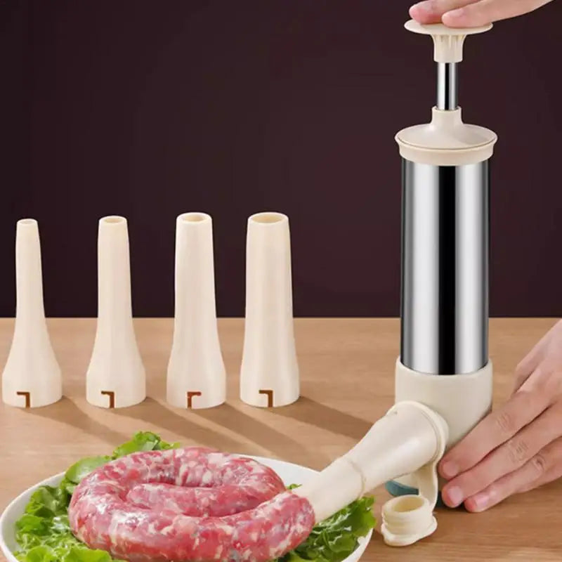 Manual Stainless Steel Sausage Stuffer with 4 Nozzles | Kalsten