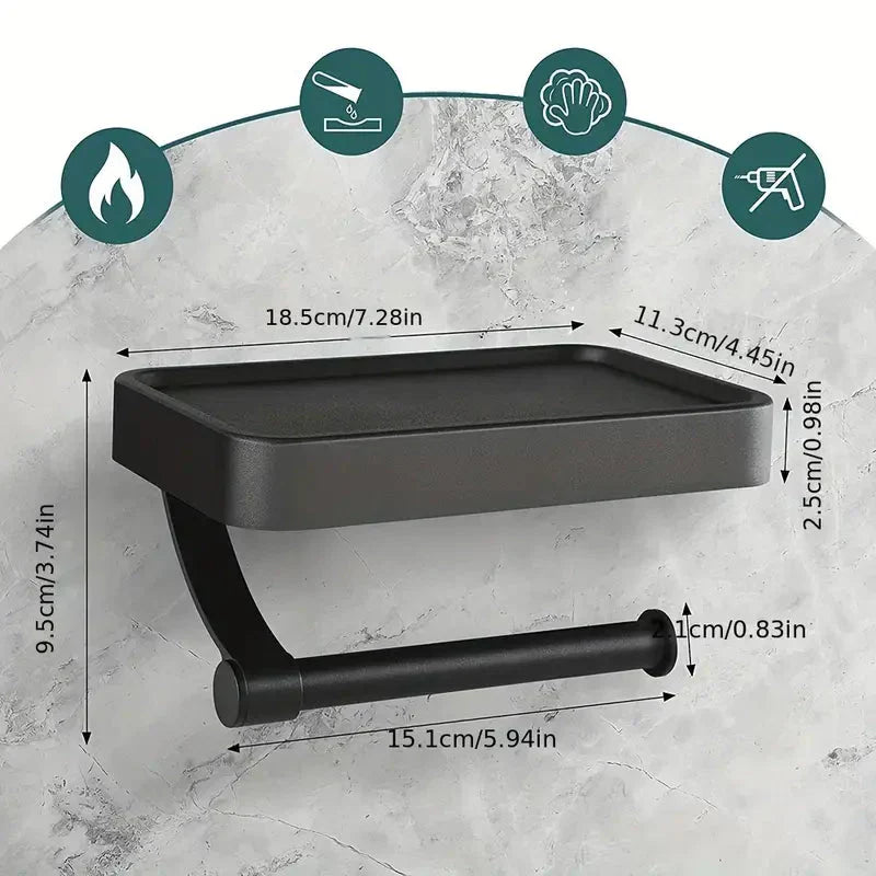 Kalsten | Stalux Toilet Roll Holder with Shelf
