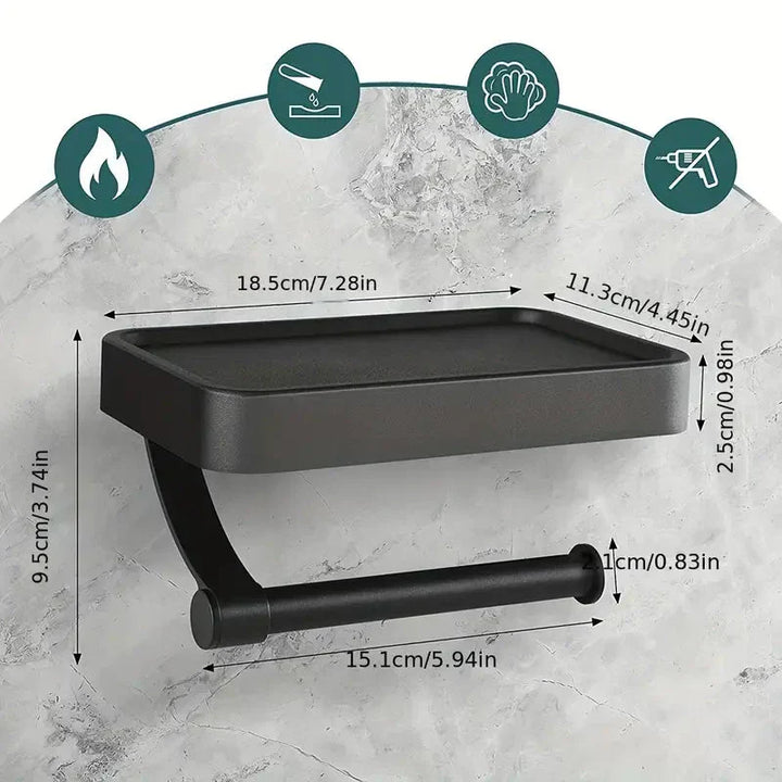 Kalsten | Stalux Toilet Roll Holder with Shelf