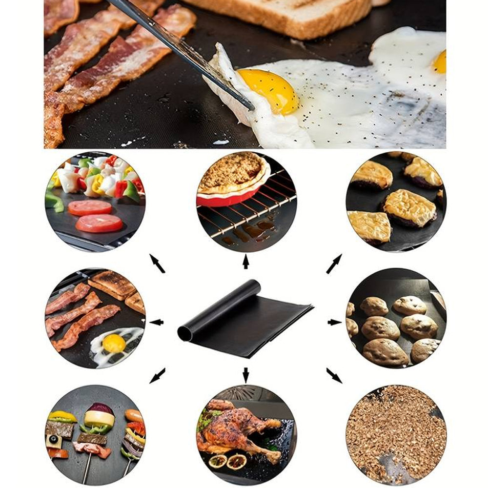 Kalsten | FlameGuard Non-Stick BBQ Grill & Roasting Mats – Heat-Resistant Glass Fibre Cloth (Set of 5)