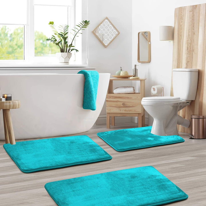 Kalsten | VelvaLuxe 3-piece Memoryfoam Bath Mat Set – Non-slip, Absorbent and Washable
