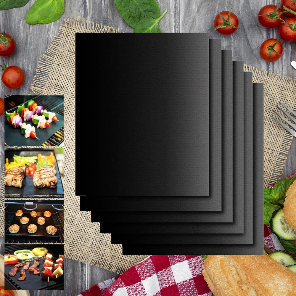 Kalsten | FlameGuard Non-Stick BBQ Grill & Roasting Mats – Heat-Resistant Glass Fibre Cloth (Set of 5)