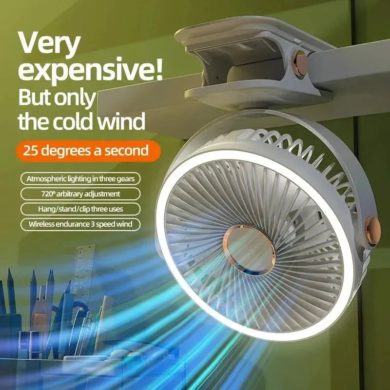 8000mAh Clip-on Fan 3 Speed Quiet Rechargeable Desktop Portable Air Circulator Wireless Fan | Kalsten