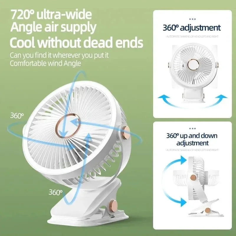 8000mAh Clip-on Fan 3 Speed Quiet Rechargeable Desktop Portable Air Circulator Wireless Fan | Kalsten