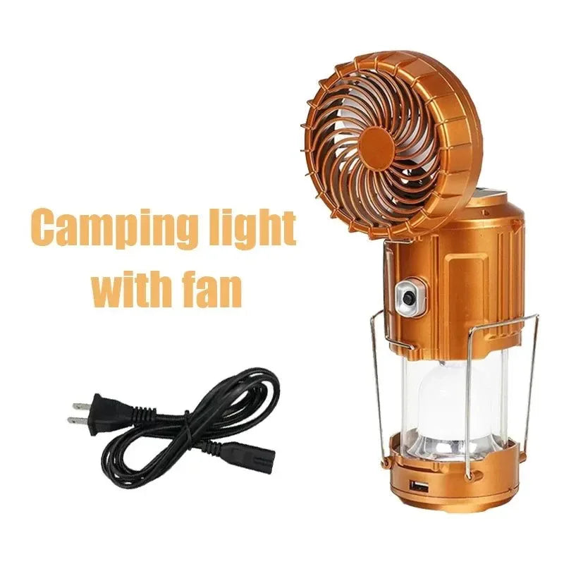 Multifunctional Led Camping Light Rechargeable Camping Lamp Solar Power Charging Portable Fan Lantern Emergency Outdoor Lighting | Kalsten