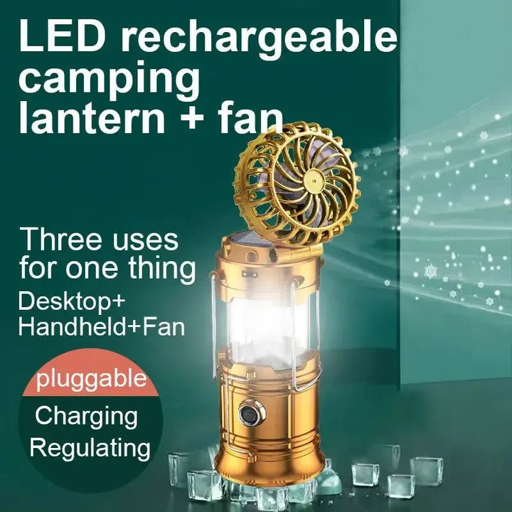 Multifunctional Led Camping Light Rechargeable Camping Lamp Solar Power Charging Portable Fan Lantern Emergency Outdoor Lighting | Kalsten