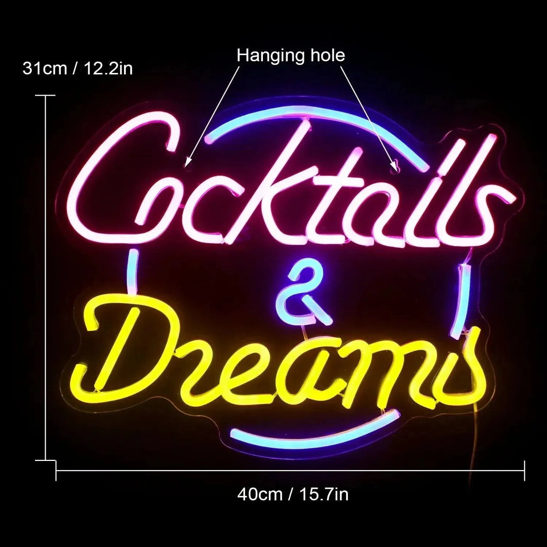 CocktailGlow Wall Sign - LED Neon Sign Party Decorative Nightclub Wall Sign Light | Kalsten