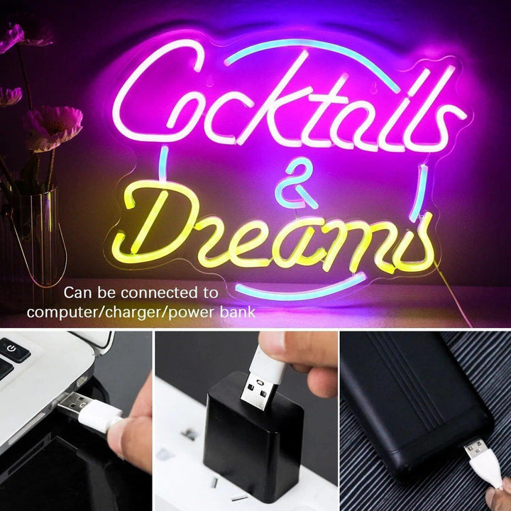 CocktailGlow Wall Sign - LED Neon Sign Party Decorative Nightclub Wall Sign Light | Kalsten