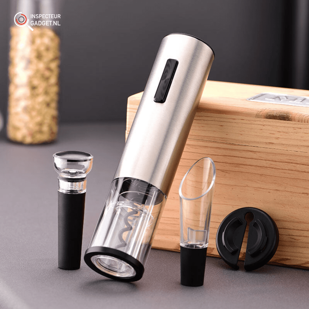 Kalsten | Vinolux 4-in-1 Electric Wine Opener Set – Corkscrew, Foil Cutter, Aerator & Vacuum Stopper