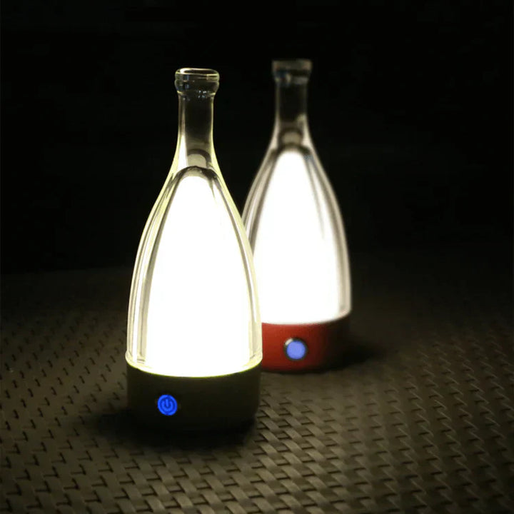 Stylish wine bottle table lamp - Rechargeable with dimmable light Kalsten