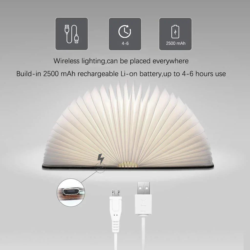 Foldable Wooden LED Book Table Lamp Kalsten
