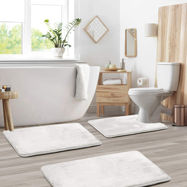 Kalsten | VelvaLuxe 3-piece Memoryfoam Bath Mat Set – Non-slip, Absorbent and Washable