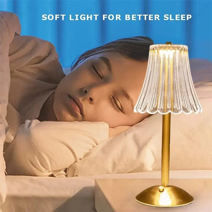 Wireless Table Lamp with Crystal Decor and Dimmable Lighting - GlamLight | Kalsten