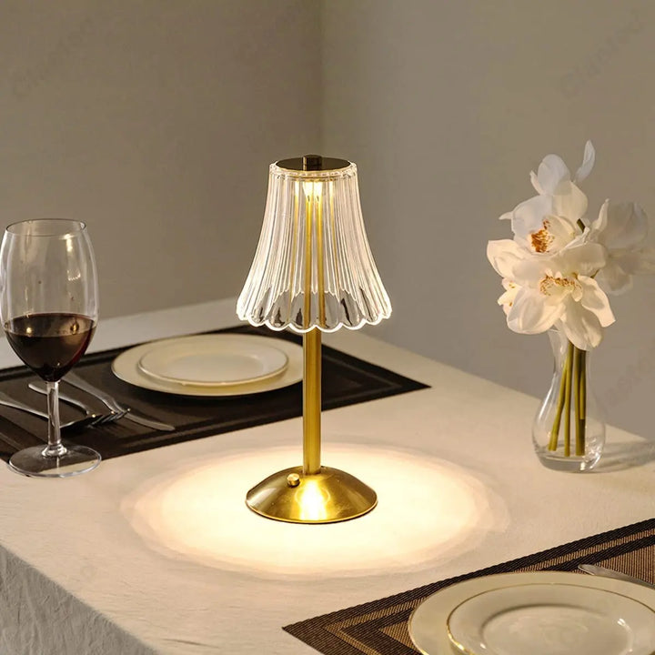 Wireless Table Lamp with Crystal Decor and Dimmable Lighting - GlamLight | Kalsten